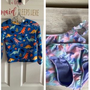 Lot of 2 girls swimsuits. Disney Jumping Beans / Cat and Jack. Size 5T. Used.